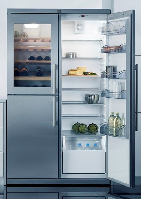 A fridge with glass doors will give additional light to your space illuminating dark corners and nooks.