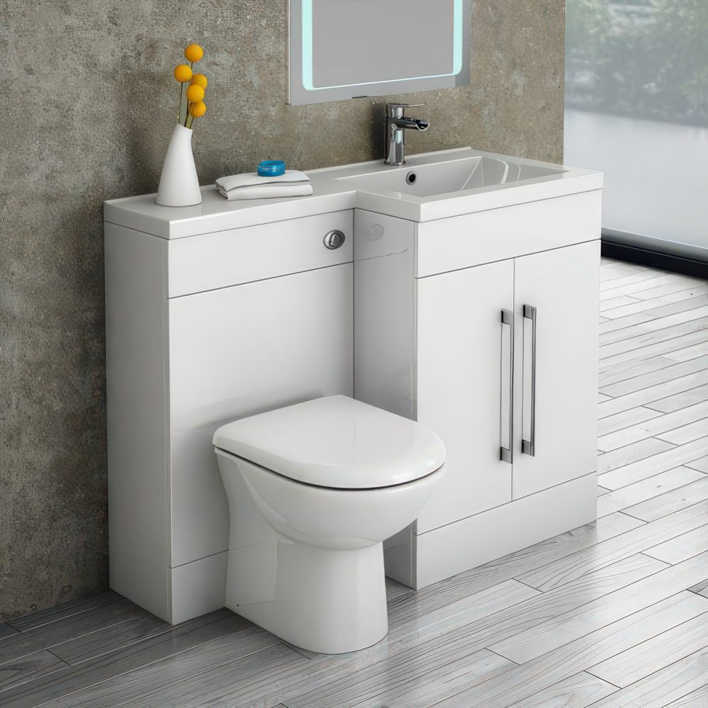 Toilet and basin with a storage drawer in one.