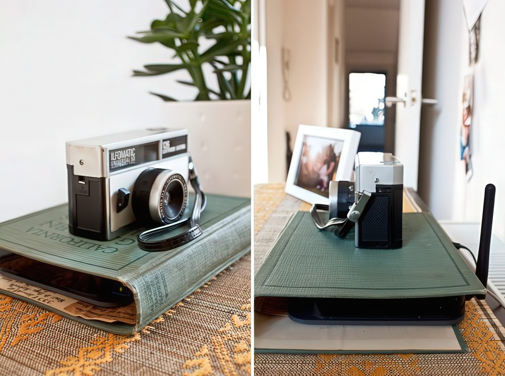 A wi-fi router hidden inside a vintage book cover is a nice idea for any space, it's elegant and very chic.