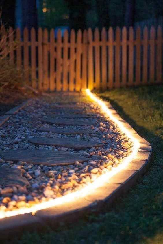 Add lights to your garden pathways to enlighten the garden and make it more comfortable to walk at night.