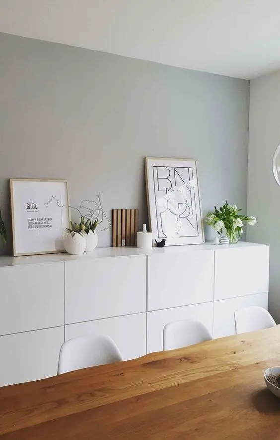 A large credenza built of IKEA Metod cabinets is a great idea for a dining or living room.