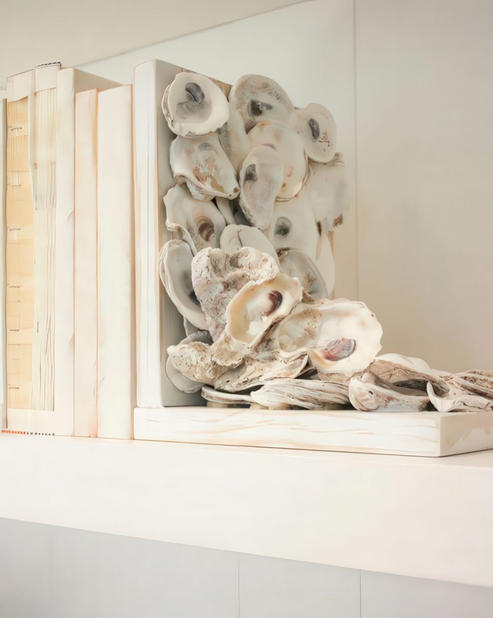 An oyster shellbookend is a cool idea to highlight your beachy decor and you can easily DIY it.
