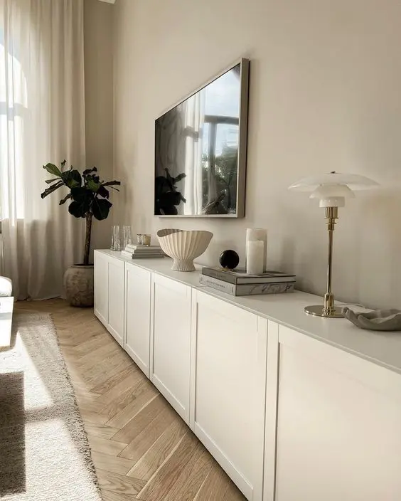IKEA Metod cabinets used as a living room console or TV unit are a great solution for a modern or Scandinavian space.