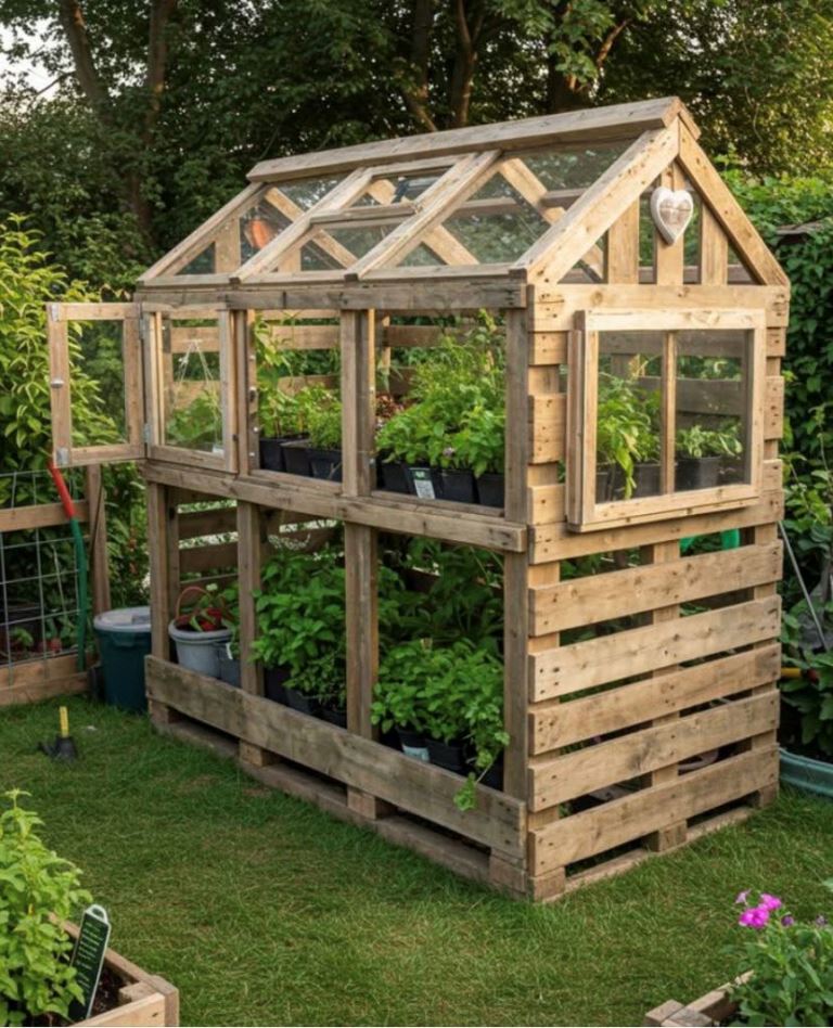 This greenhouse is built completely of pallets, and it's a cool way to save money on wood.