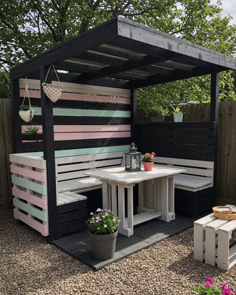 Don't hesitate to paint pallets if you want a less rustic look, incorporate any colors you like.