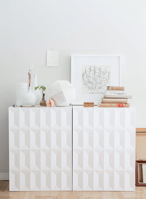 A chic Metod cabinet hack with sculptural doors will fit any contemporary or modern space.